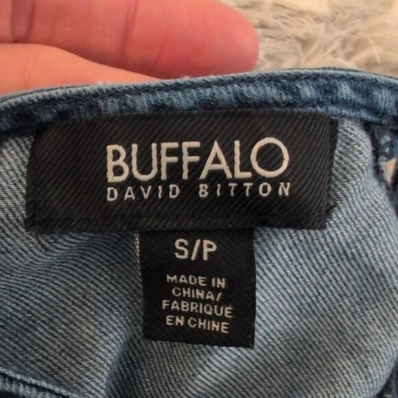 Buffalo David Bitton Tie Dye Chambray Bell Sleeve 70s Inspired Denim Blouse - Picture 4 of 5